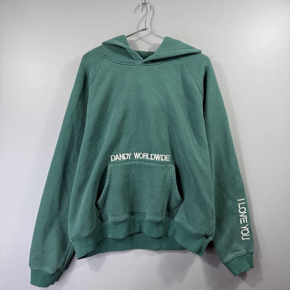 Dandy Worldwide Hoodie Womens Large Green Words Of Affirmation Graphic Pullover